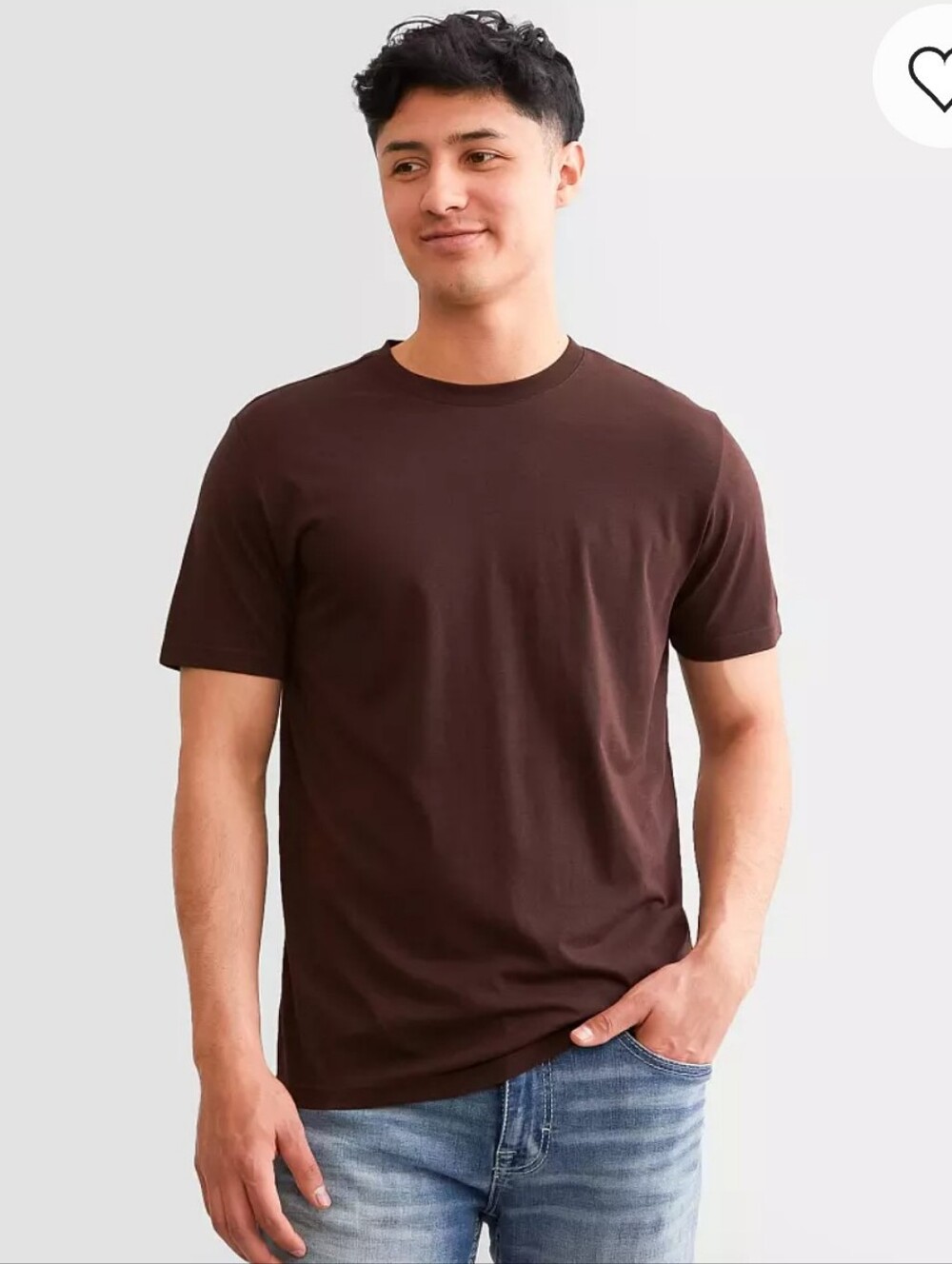 Men's Classic Crew Neck Knit T-Shirt in Dark Brown